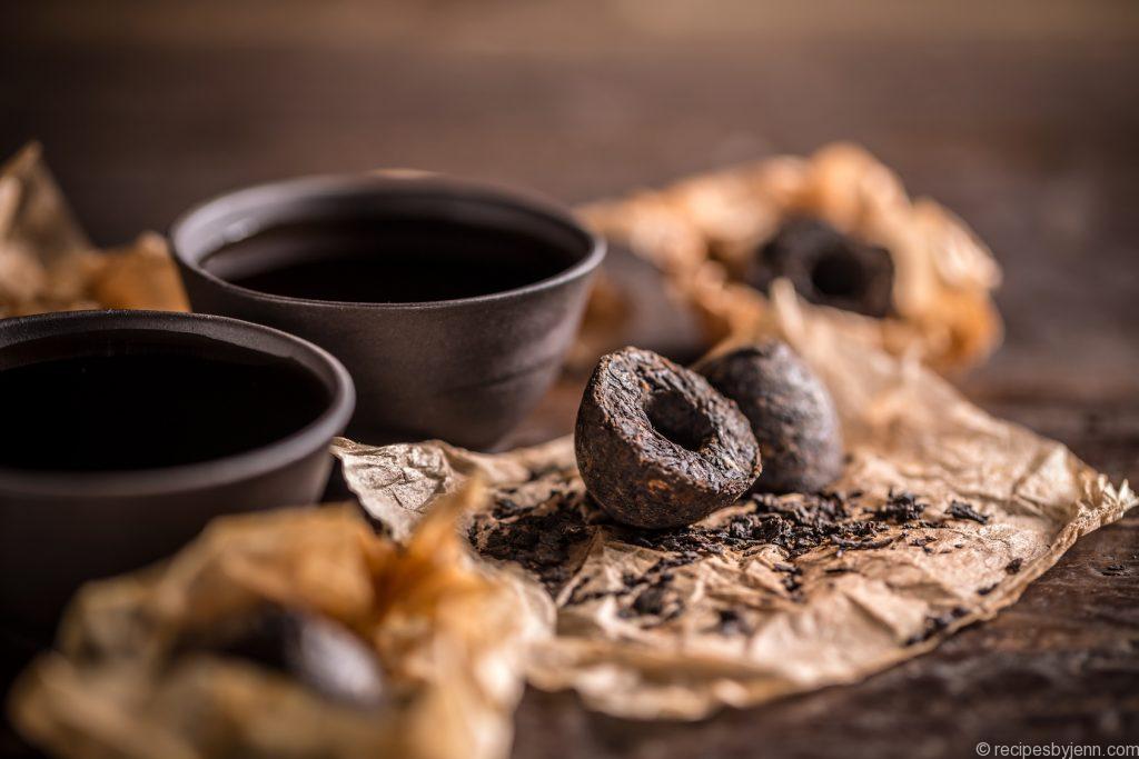 Chinese clay bowls of pu erh tea